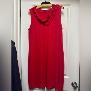 Talbots Vibrant Red Ruffled Midi Dress